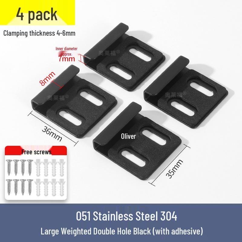 Stainless Steel Mirror Holder Clips, Square, Set of 4