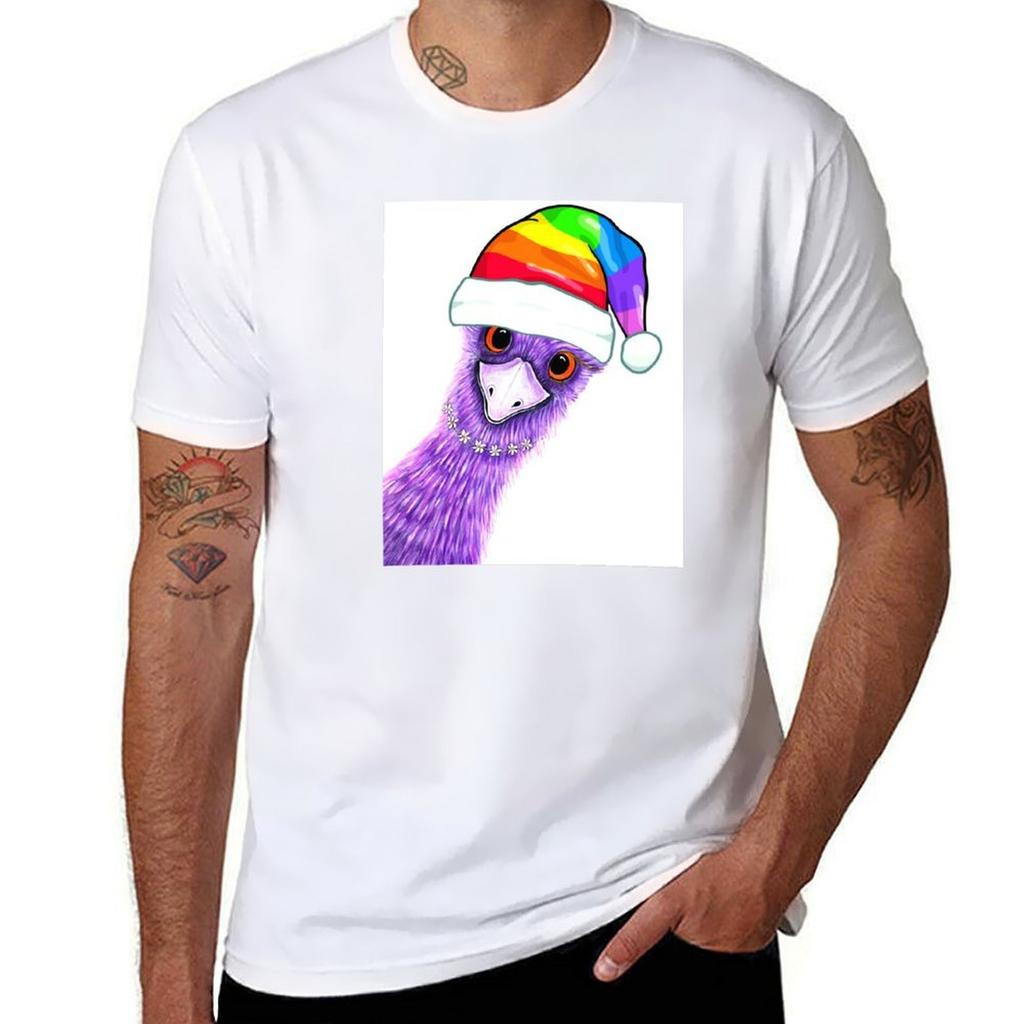 Quirky Emu Rainbow Hat Tshirt Large Size Short Sleeve Tshirt