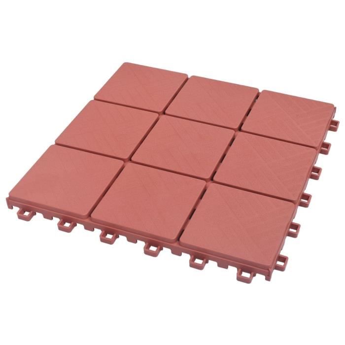 VidaXL Carreaux de terrasse 10 pcs Rouge 30,5x30,5 cm Plastique