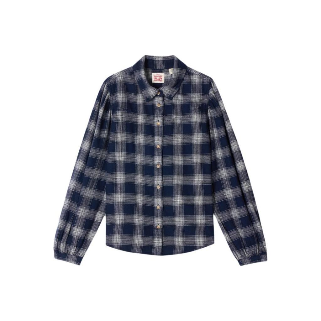 Levis Simple Plaid Collared Casual Knit Long Sleeve Shirt Women Shirts 003P4-0008