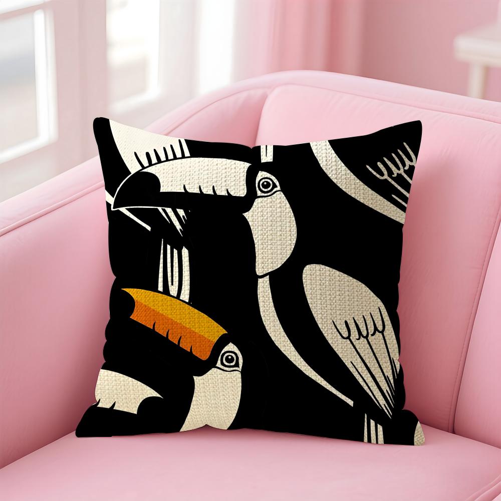 Toucan Fashion Cushion Cover Natural Linen Pillow Case DoubleSided Print Decorative Sofa Pillowcase Home Decor Gift