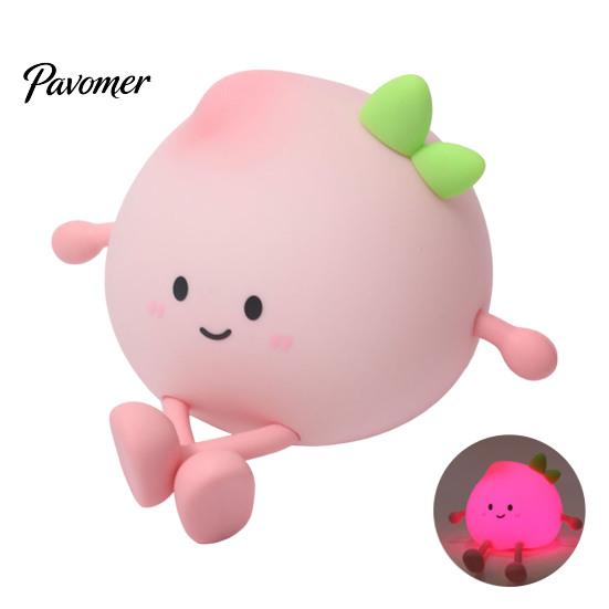 Portable USB Charging Night Light Cute Peach Light, Tap Control Squishy Bedside Lamp with Phone Holder, 2 Styles Warm Practical Desk Organizer Gadget
