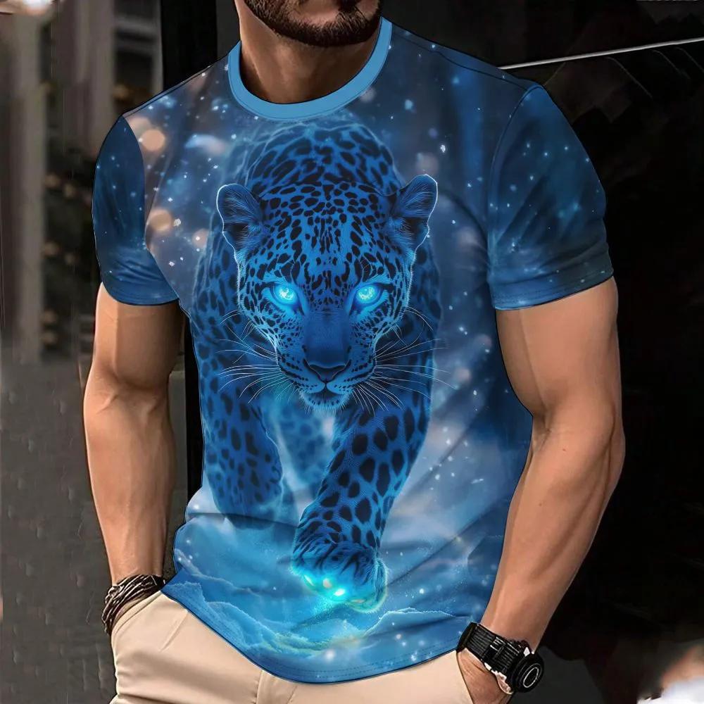 Summer Men's Casual Fashion Creative Casual Daily T-shirt Loose Casual T-shirt 3D Digital Color Printed T-shirt