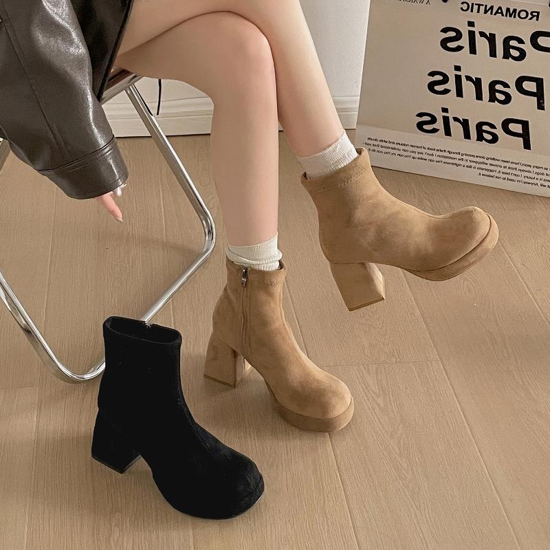 Vintage Platform Thick Heels Women Ankle Boots Street Style Stripper Party Modern Short Botas Para Mujer Autumn Winter Shoes