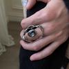 Jewelry Grey Rhinestone Big Open Ring Charm Finger Golden Silver Geometric Twist Ring Simple Hyperbole Women's Ring Party