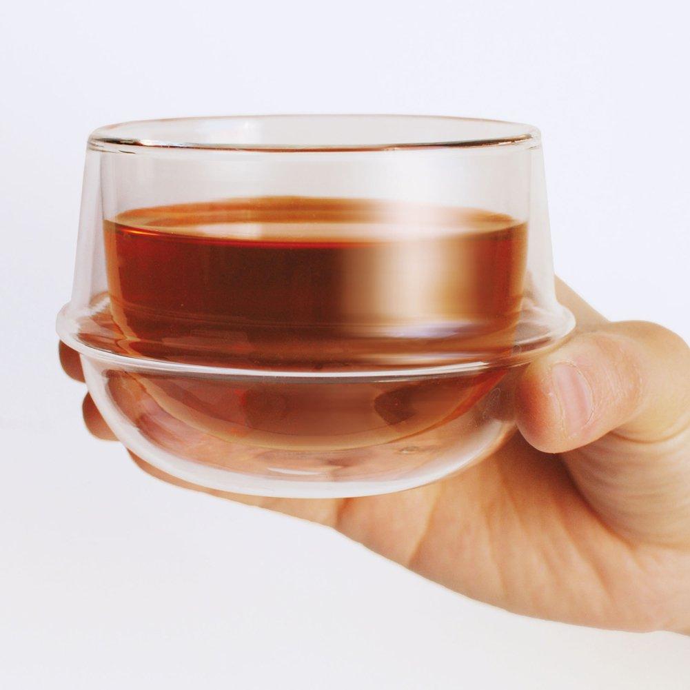 KINTO KRONOS Double-Walled Teacup, 200ml, Heat-Resistant Glass, Microwave and Dishwasher Safe, Gift, 23105