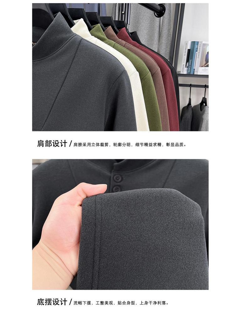 Men's Winter Fleece Hoodie with Half-High Collar - Thick, Warm Base Layer for Casual Fashion