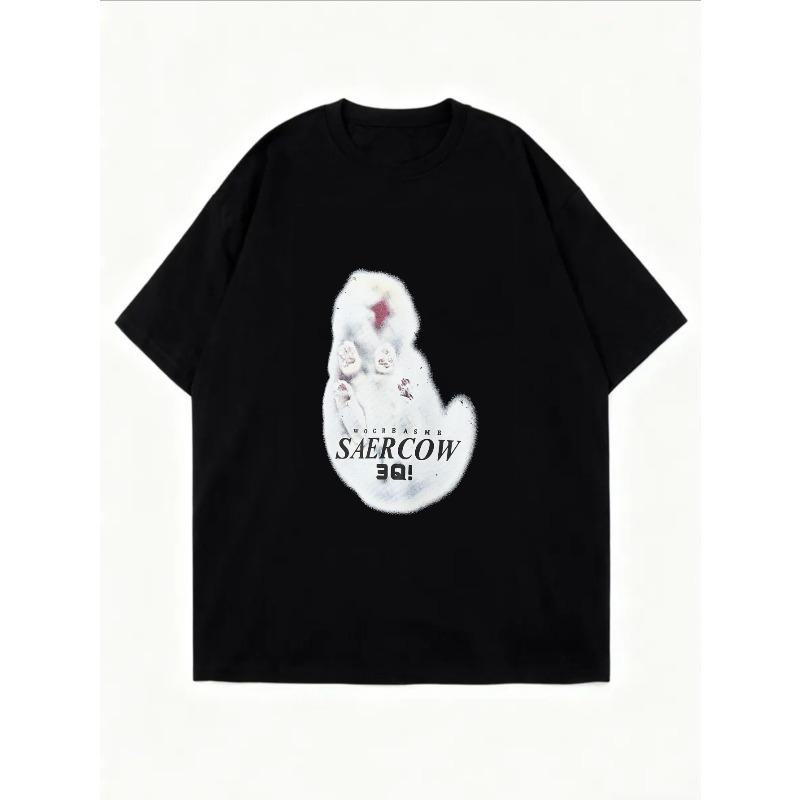 Übergroßes T-Shirt Weiß Saercow 301 Grafikdruck Lässig Streetwear Für Frauen