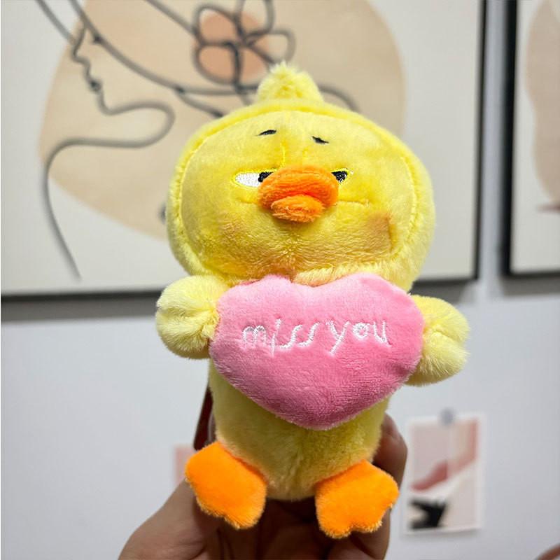 Soft Collectible Duck Plush Doll 10cm With Heart And Bee Options Customization