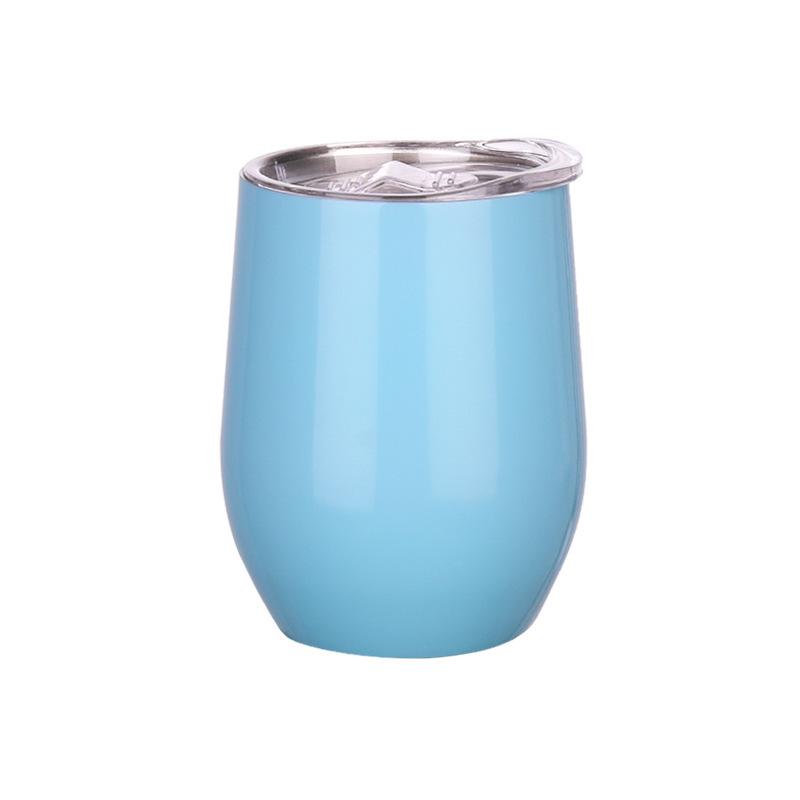 304 Stainless Steel Double-Layer Vacuum Insulated 12oz Egg-Shaped Cup, Portable U-Shaped Design with Heat Sublimation Spray.