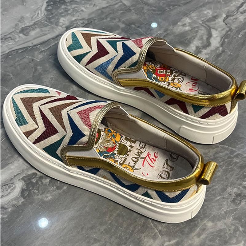 Mode Neue Herren Bunte Geometrie Muster Mesh Atmungsaktive Schuhe Lässig Slip On Walking Sneakers Schuhe Flats Zapatos Hombr