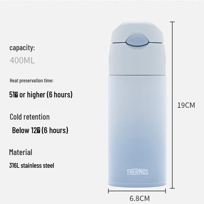 THERMOS 400ML Stainless Steel Straw Insulated Water Bottle