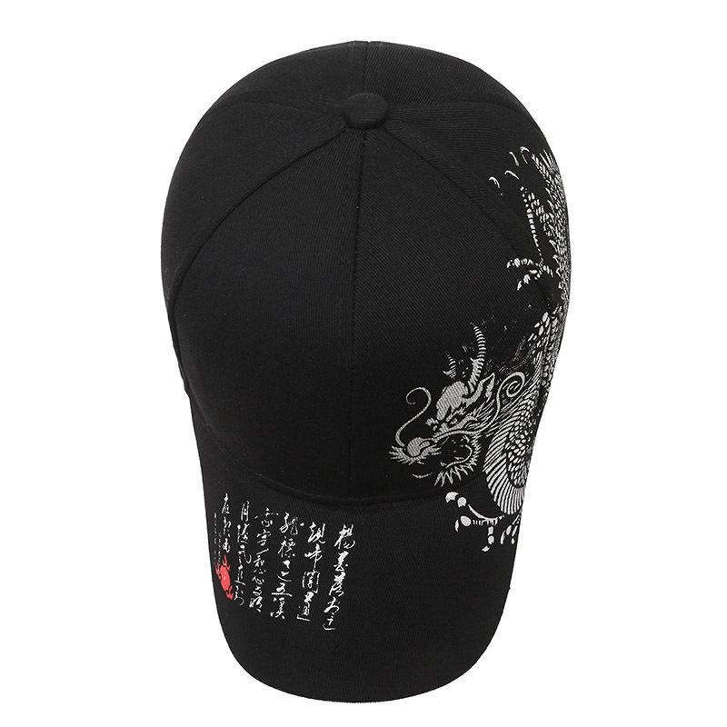 1Pcs Cotton Baseball Cap With Chinese Dragon Print Adjustable Strap Multiple Colors For Daily Wear Outdoor Sports Hiking