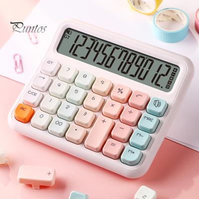 Desktop Calculator Voice/Silent Battery Operated 12 Digits Square Buttons Large LCD Display Portable Student Finance Calculator Office Supplies