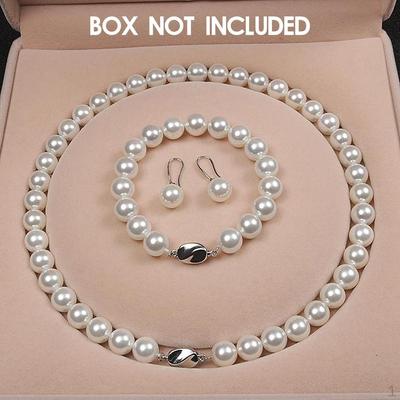 Φυσικό σετ κοσμημάτων Exquisite Shell Pearls Necklace 1 Pair Earrings Women Wedding Anniversary