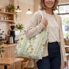 Vintage Floral Striped Shoulder Tote Bag Daily Casual Large Capacity Women Handbag for Outdoor Travel Commute