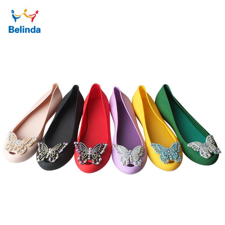 Four Seasons Shoes Color Diamond Cloth Butterfly Fashion And Comfortable Flat Bottom Shallow Mouth Casual Jelly Single Shoes Y2