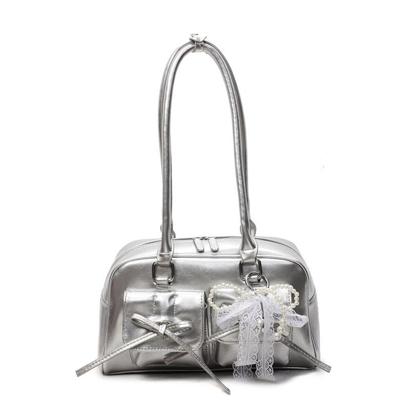 2025 new French ballet style bow sweet cool underarm Boston bag large capacity casual temperament shoulder bag