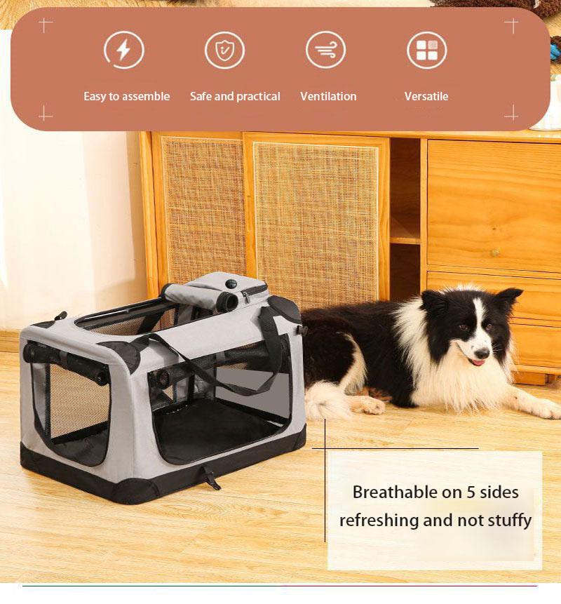 Soft Dog Crates Kennel for Pets 3 Door Soft Sided Folding Travel Pet Car Carrier with Straps and Mat for Dogs, Cats, Rabbits