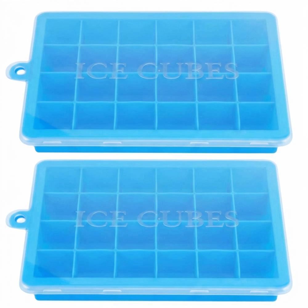 2pcs Easy Release Square Ice Cube Maker Removable Lid Ice Cube Tray with Lid Silicone Ice Tray  Bar