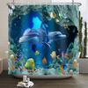 Underwater World Ocean Shower Curtain for Bathroom Seabed Animals Sea Turtle Dolphin Fish Waterproof Bathroom Curtain With Hooks