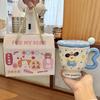 High-value Mug with Lid Spoon, Cute Rabbit Ceramic Cup, Couple Water Cup, Practical Birthday Gift for Girls