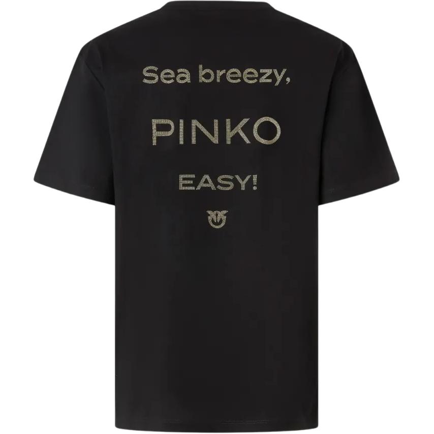 PINKO Logo Round Neck Short Sleeve Pullover T-Shirt Women tops 105526A2RM-Z99