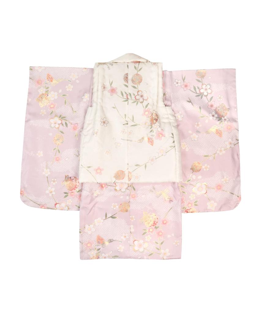 Shichigosan kimono set for dull Pale purple night cherry [KYOETSU] [Kyoetsu] 3-year-old girls, (2. blossoms)