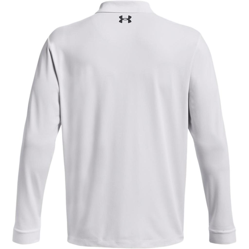Under Armour Solid Color Printed Long Sleeve Polo Shirt Men Tops White 1379728-100