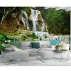 Mountain Small Bridge Water Waterfall 3d Scenery Home Decor Living Room Wallpaper