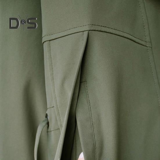 Women Windbreaker Hooded Patchwork Colorblock Zipper And Button Closure Long Sleeves Tight Waist Loose Coat Cargo Style Outdoor Jacket