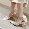 Mode Eilyken Mode Netz Damen Pumps Sandale Dünner Hoher Absatz Spitze Damen Elegant Slingback Ausgeschnittene Schuhe Zapatos Mujer