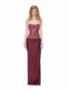 Wine Red Strapless Lace Slim Fit Long Dress - Stylish Streetwear for Hot Dates