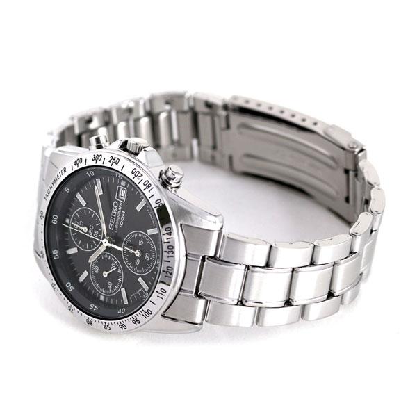 Seiko Herren-Chronographuhr SND367PC, Klassisches Schwarzes Zifferblatt, Quarzwerk mit 1/20-Sekunden-Präzision, Edelstahlarmband, 50m Wasserdicht, Authentisch JDM