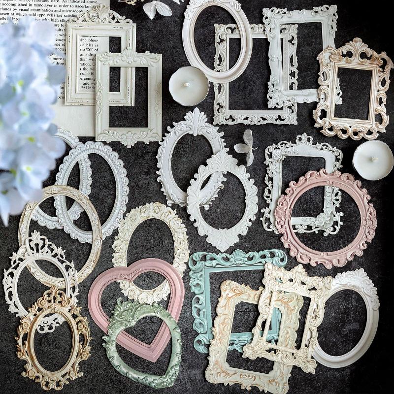 Romantic Encounter Series Relief Collage Card Retro Hollowed-out Photo Frame Planner Photo Decoration Base Material