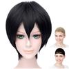 CaseEden Cosplay Wig, Full Wig, Heat Resistant, Short Hair, Male Character, Black Hair, WIG5295