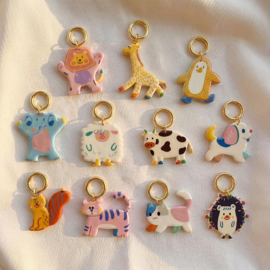 New European & American Animal Series: 18K Stainless Steel Vacuum-Plating Drip Oil DIY Pendants - Colorfast & Stylish