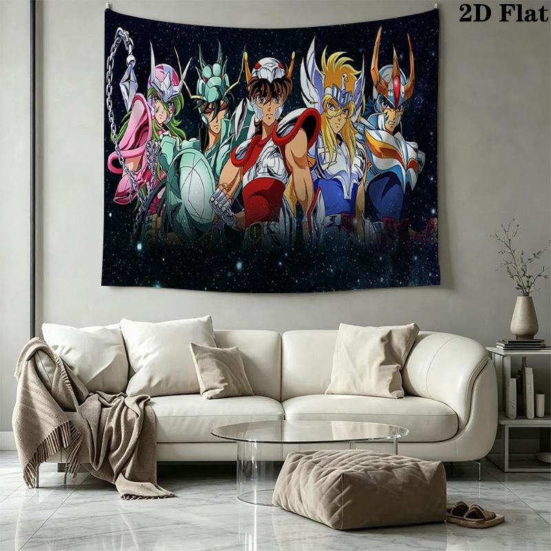 Saint Seiya Wall Tapestry Aesthetic Wall Hanging Printed Fabric Blanket Decorative Tapestries for Bedroom Living Room Home Decor