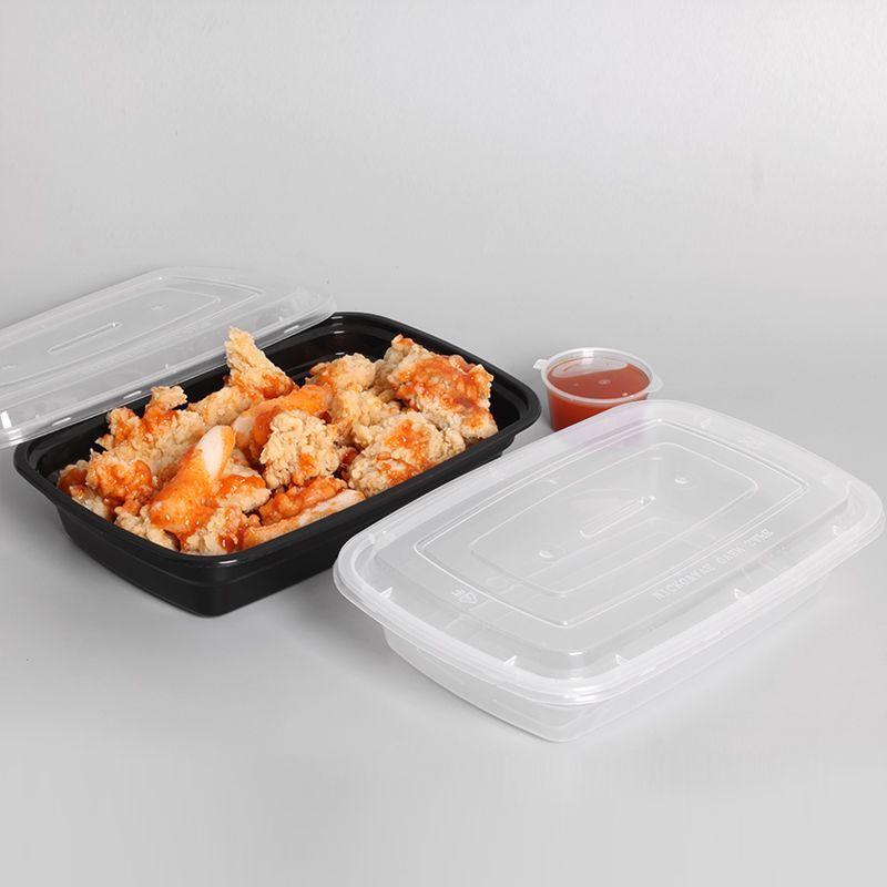10Pcs Black Plastic Disposable Food Containers With Lids - Ideal For Salads, Sandwiches, And Kitchen Fridge Storage
