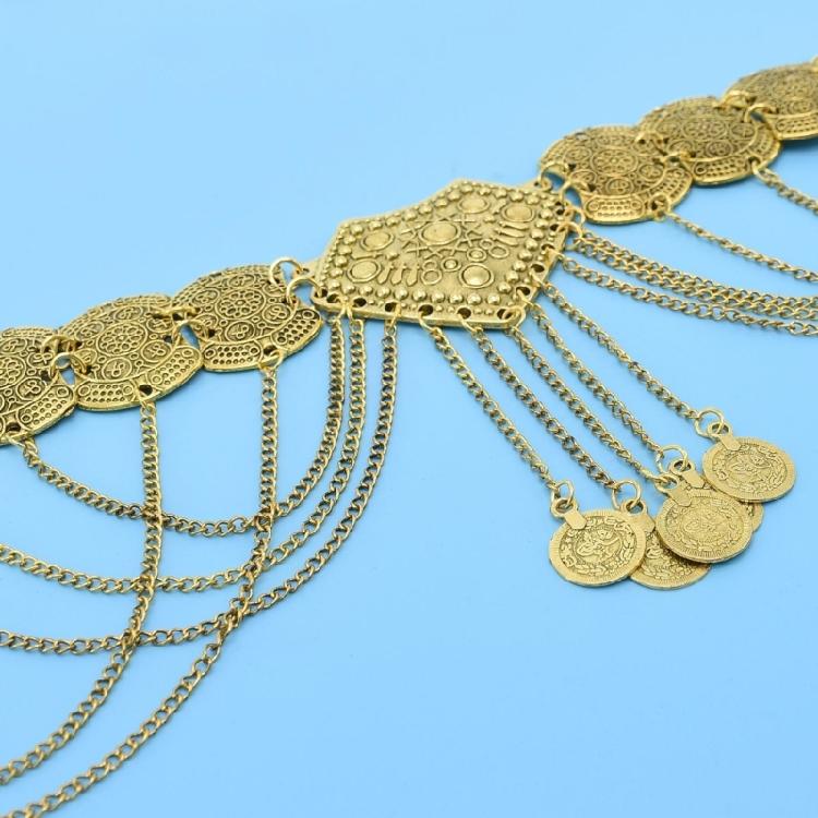 Fringed Coins Chain Belt for Women Hollowed Waist Chain Ethnic Decorative Dress Belt Party Waist Decors Body Jewelry