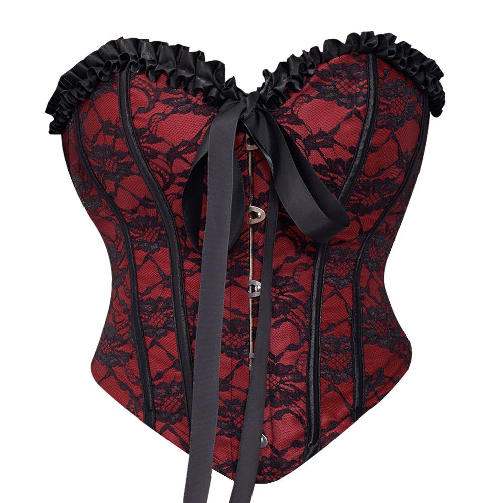 European and American Palace Corset Ruffled Fishbone Bra Outer Wear Tube Top Corset Waist Shaping Top Foreign Trade Supply