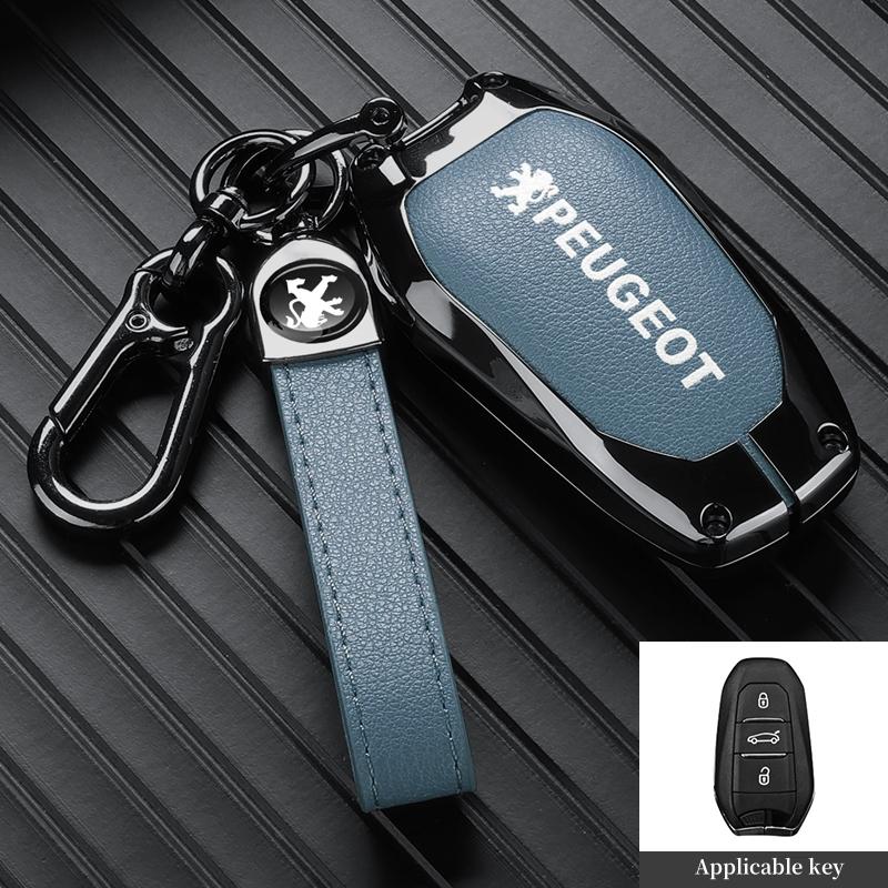 Zinc Alloy Car Key Case Cover For Peugeot 301 308 408 508 2008 308S 3008 4008 5008 307 Accessories Leather Keychain Bag Holder