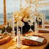 Glass Hurricane Candle Holders - Clear Tall Cylinder Candle Holder Chimney Tube with Holder for Wedding, Christmas Table Decor