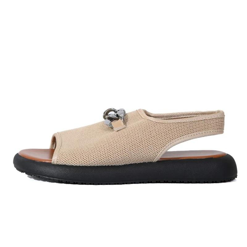 Women's Shoes Lace-up Cuff  Women's Sandals Fashion Metal Decoration Casual Sandal Swomen New Plus Size Flat Sandals