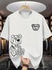 2026 Summer New Style Unisexs Pure Cotton Tshirt with Simple Bear Pattern Print Street Casual Fashion Comfortable and Soft