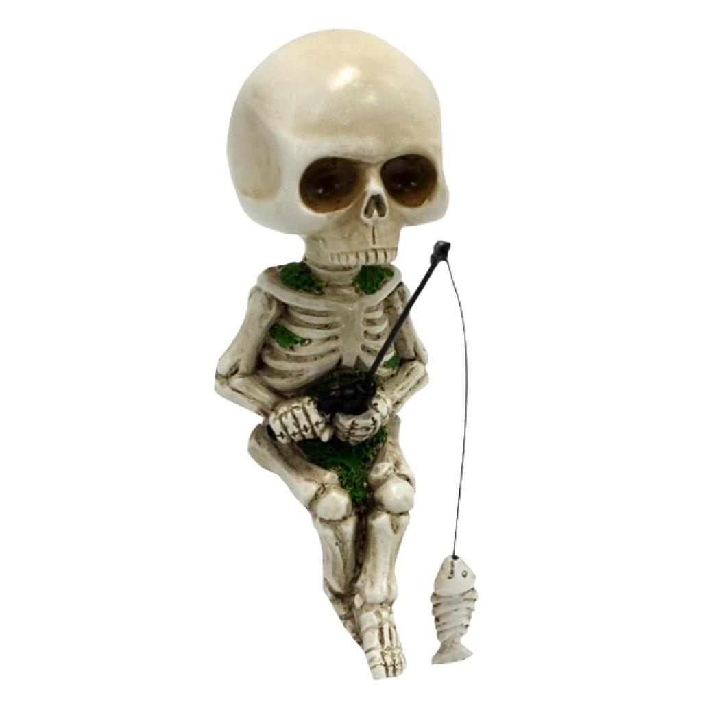 SALUDABLE Skeleton Skull Figurine, Interior Decor, Halloween Decoration, Funny Car Skull Ornament (Set of 2)