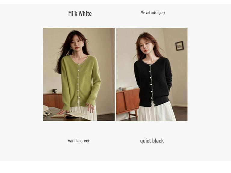 2024 Ejia Style Women's 100% Pure Cashmere Cardigan - Autumn/Winter Loose Knit Handmade Sweater Coat