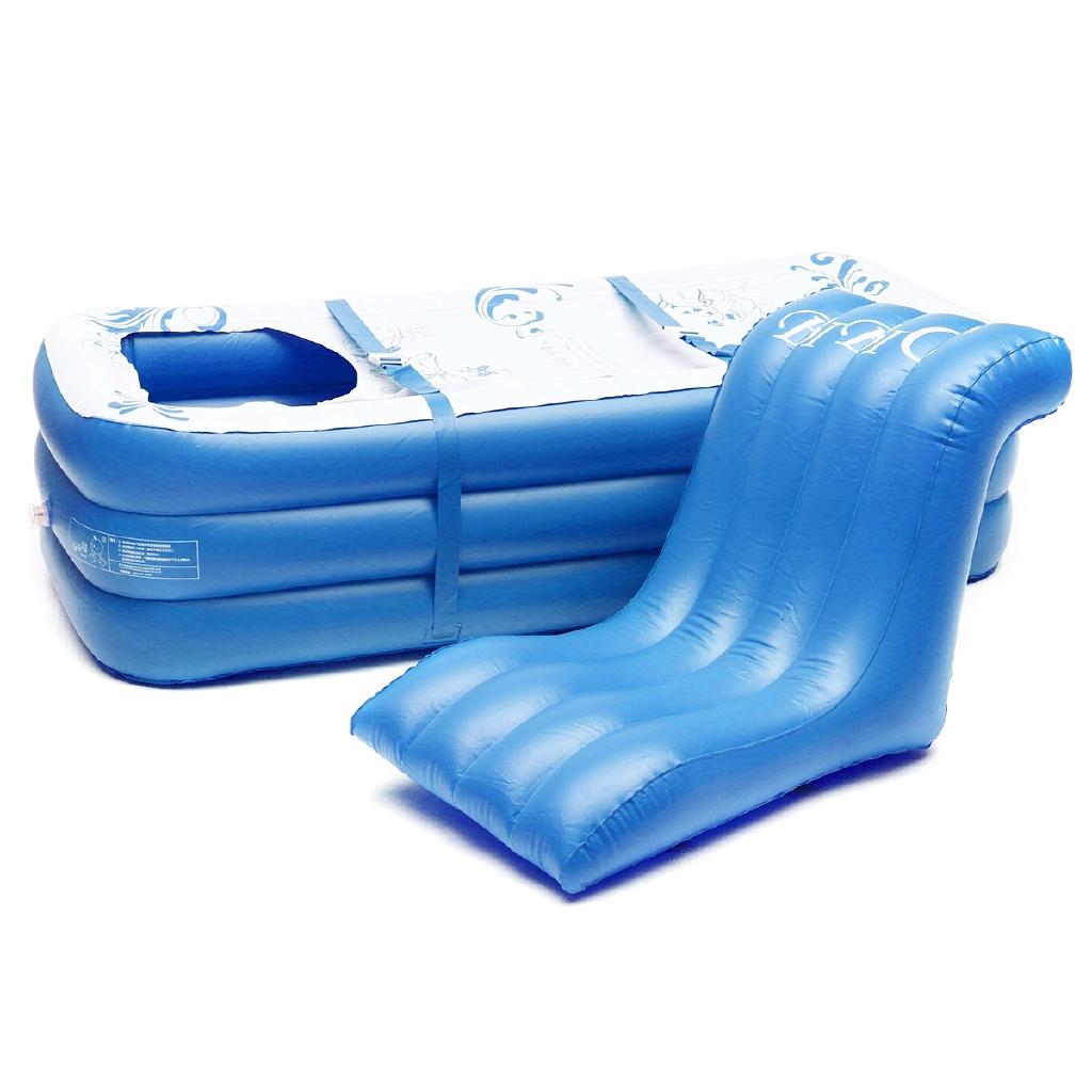 Neu Blau Große Größe Aufblasbare Badewanne SPA PVC Faltbar Tragbar Für Erwachsene Mit Luftpumpe Haushalt Aufblasbare Wanne