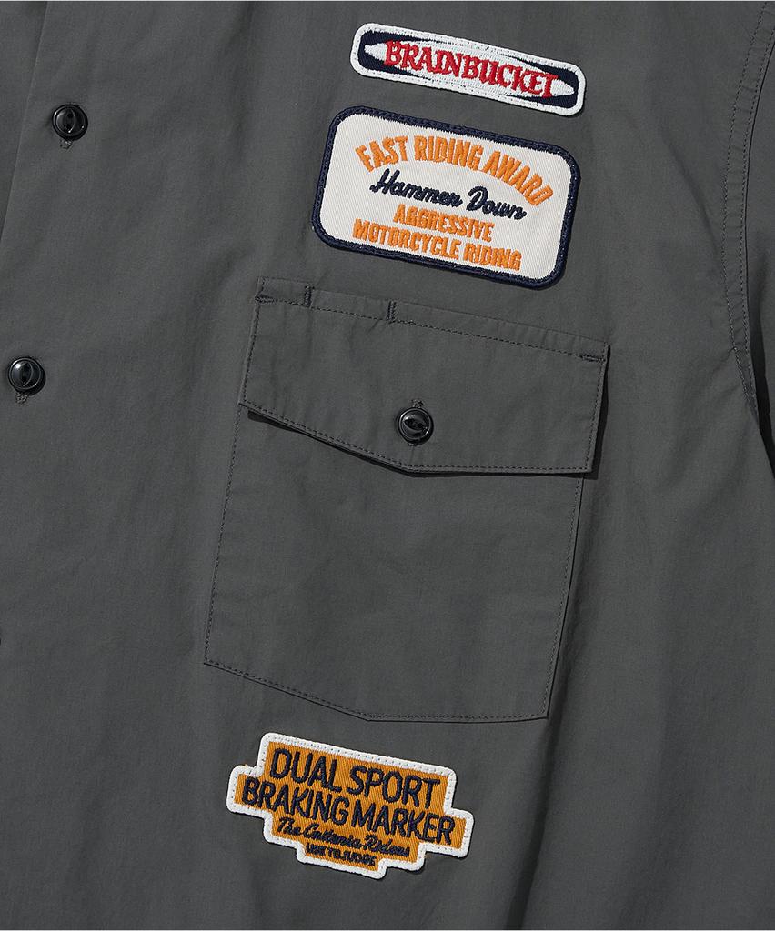 OUTSTANDING Wappen Mechanic Half Work Shirt_Charcoal