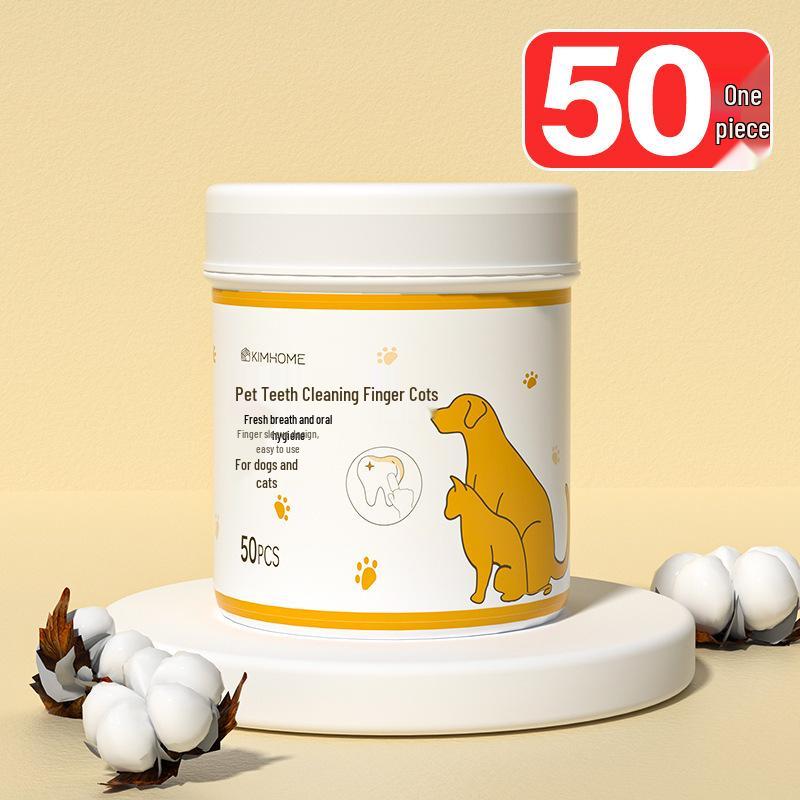Pet Dental Finger Sleeves: Dog & Cat Toothbrush Wipes for Fresh Breath and Oral Cleaning.